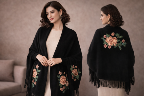 SIVÓRA — Rose Signature - Black Sleeved Shawl