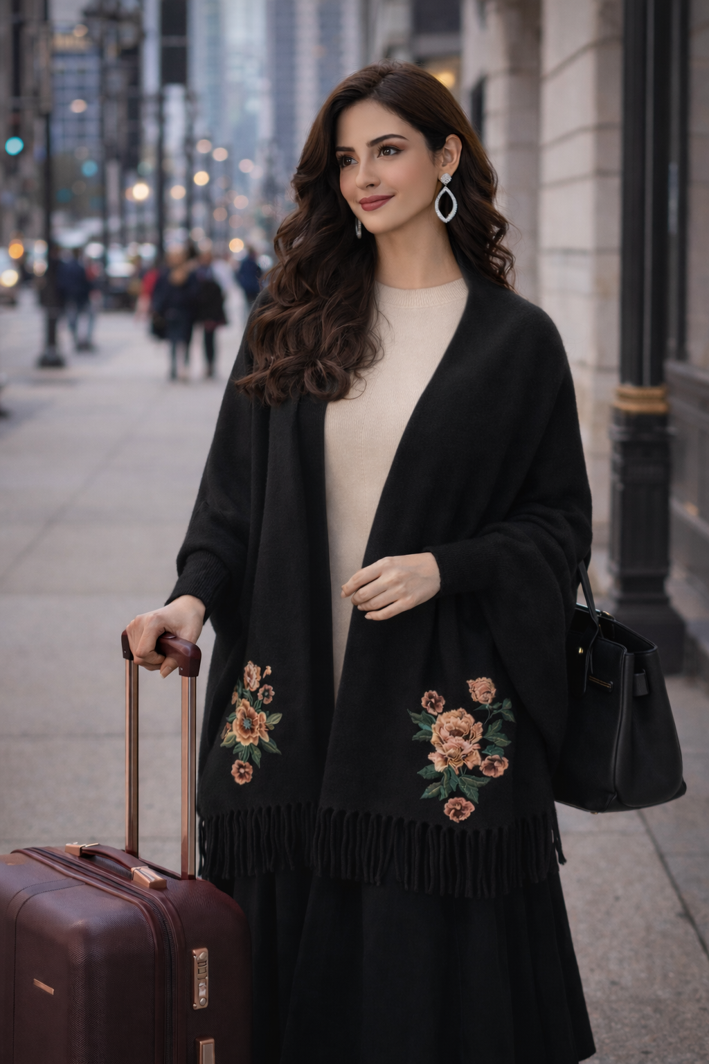 SIVÓRA — Rose Signature - Black Sleeved Shawl