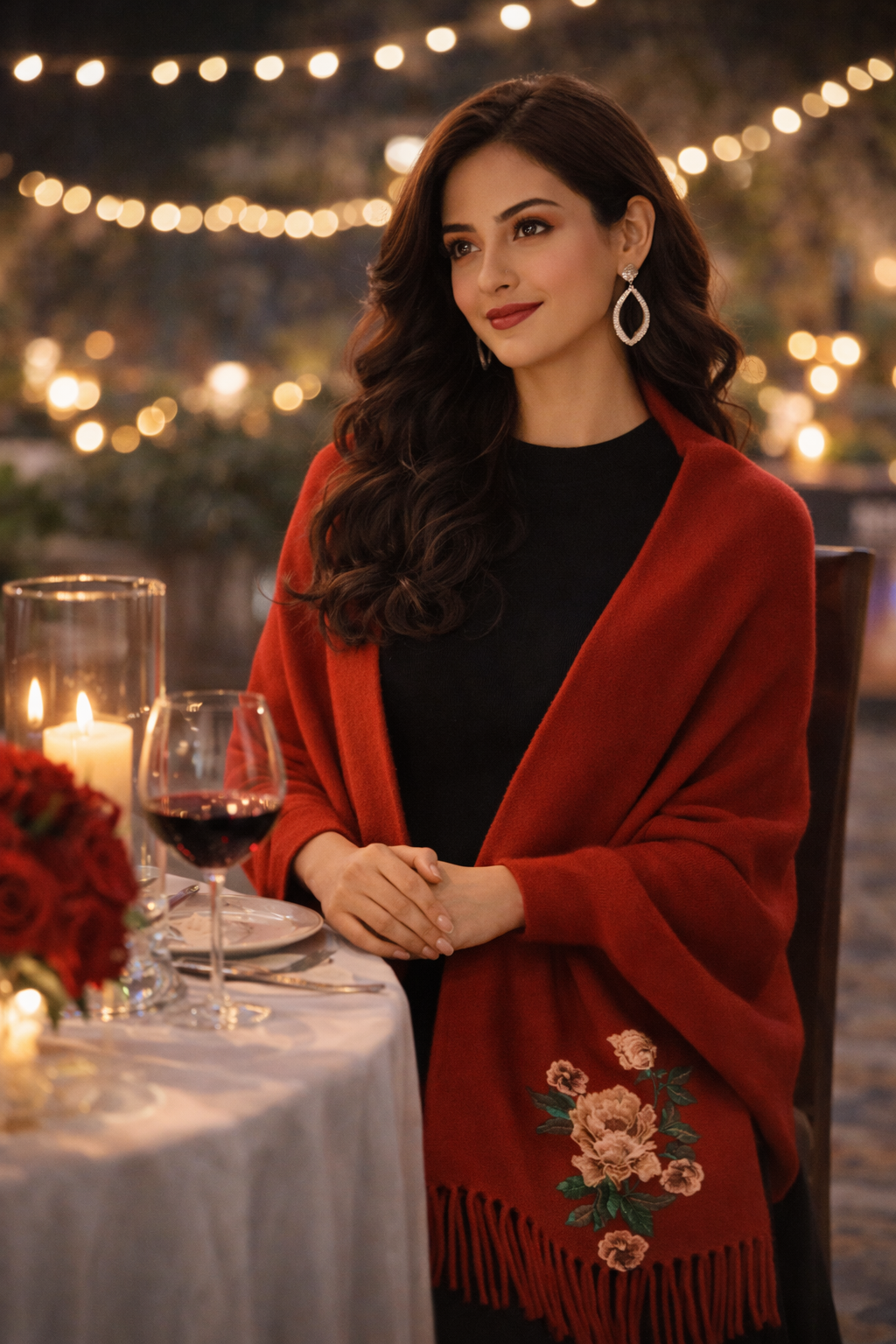 SIVÓRA — Rose Signature - Maroon Sleeved Shawl