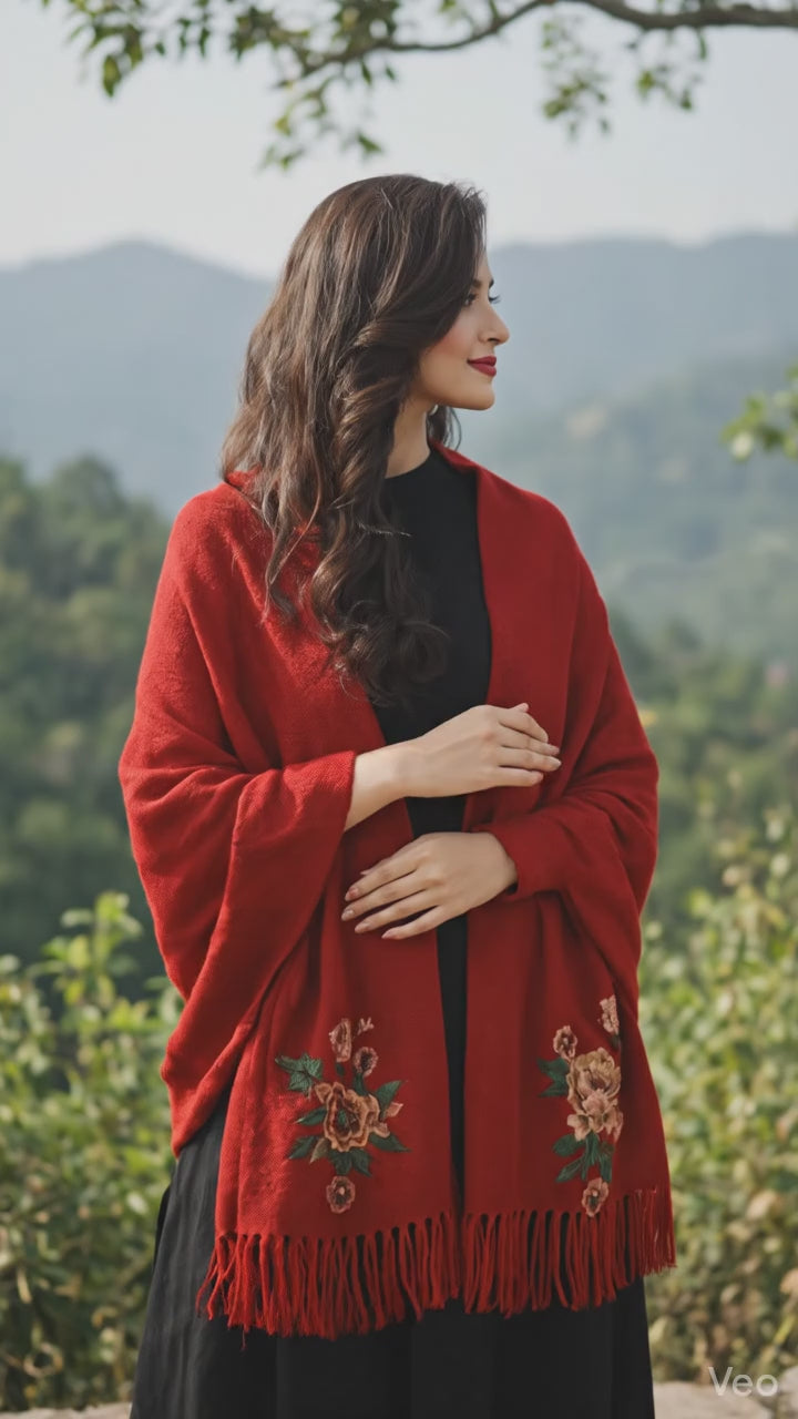 SIVÓRA — Rose Signature - Maroon Sleeved Shawl